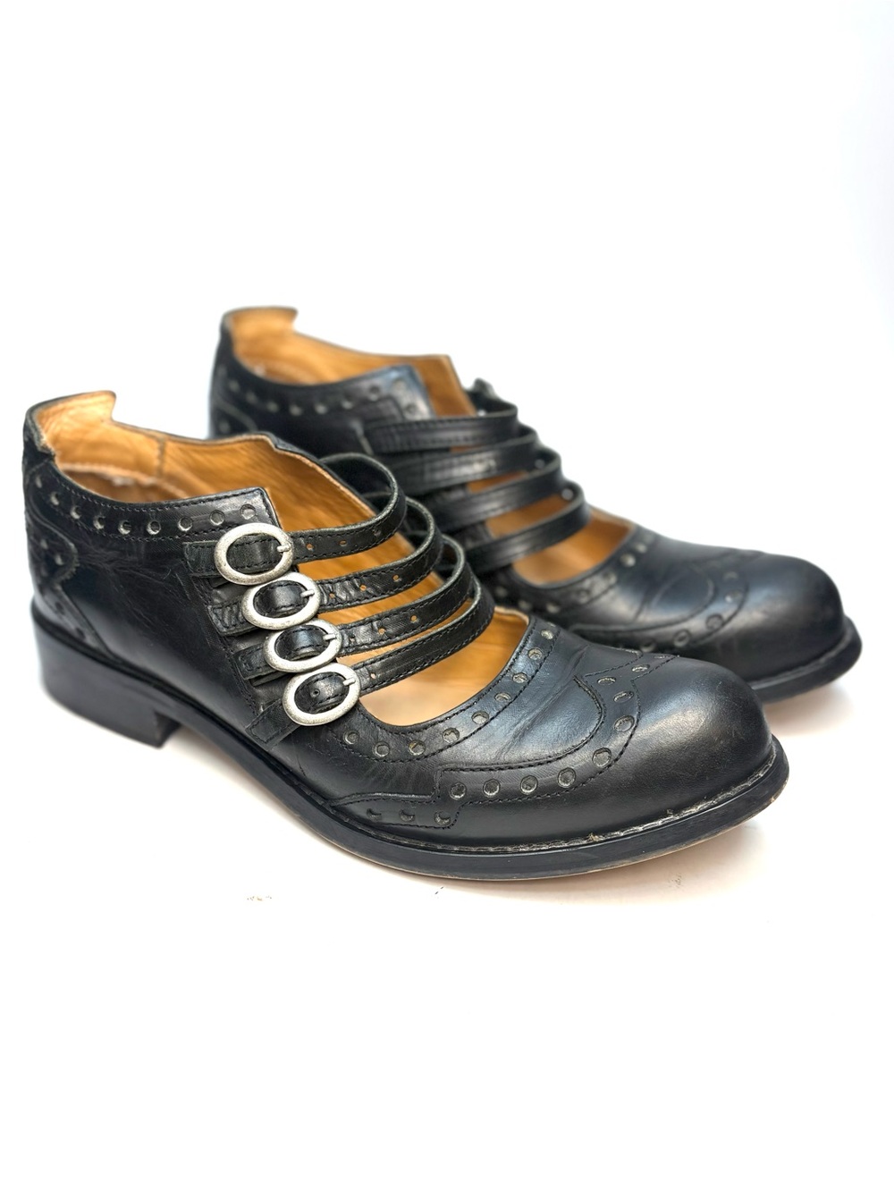 John Fluevog Adrians Alli 4-Buckle Mary Jane Brogue Wingtip Shoes | 9